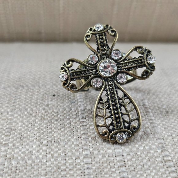 Free Press Ring Women Fashion Ring Gold Tone vintage Style Size adjustable 7-8 - Picture 10 of 10